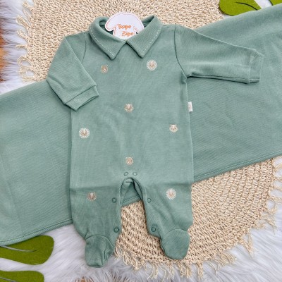 Saída de Maternidade Tricotil (Tricot 100% Algodão) - Verde Mini Safari